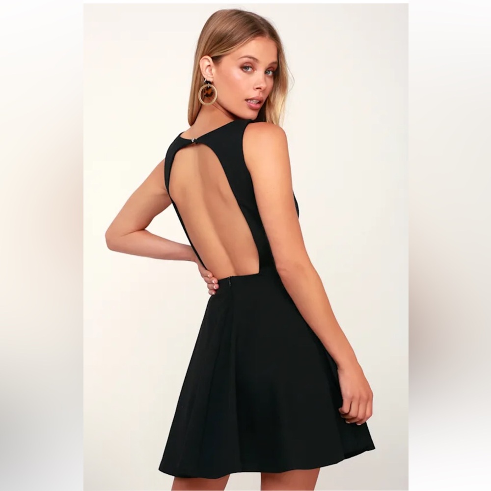 Living for Love Black Backless Skater Dress